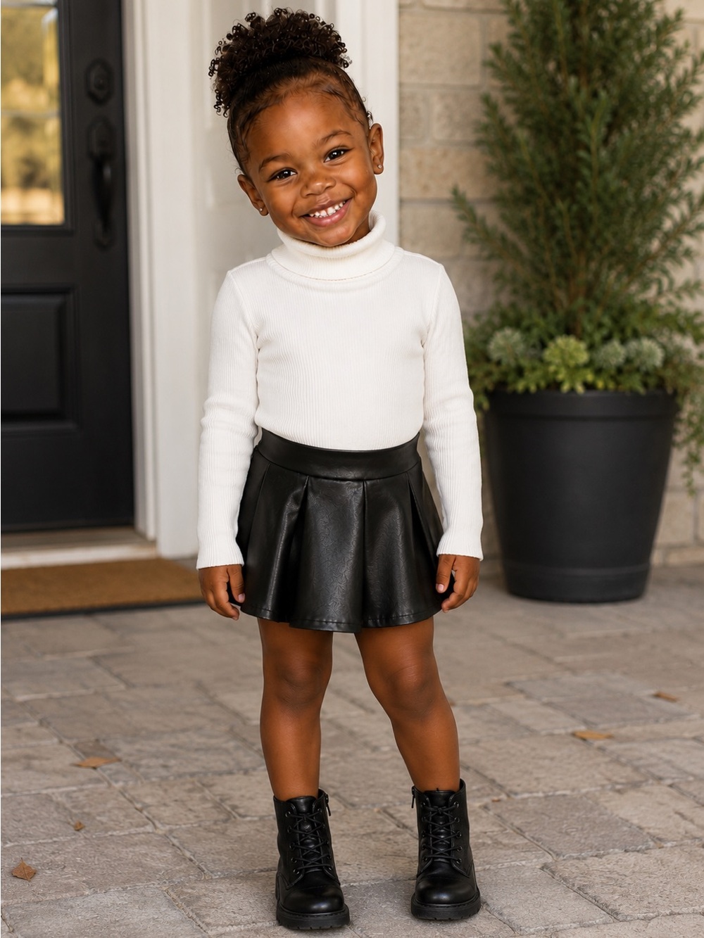 H&M Kids Size 2-3 Years Faux Leather Black Girls' Mini Skirt